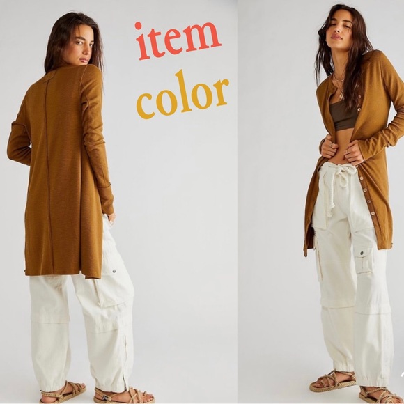 Free People Gia Cardigan OR Dress ✨ Warm Tobacco Size Small | brown tan mocha - Picture 6 of 13